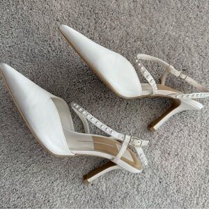 Dolce Vita White Heels with Pearl Accents